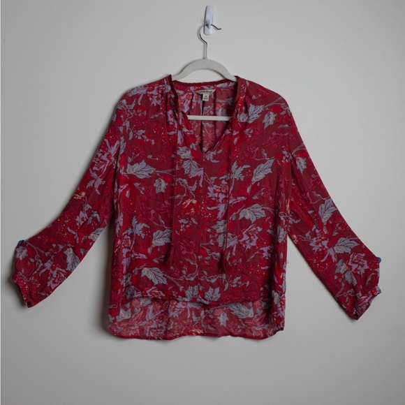Lucky Brand Red and Blue Floral Top - Picture 1 of 9